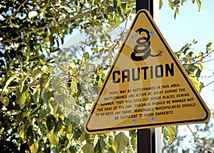 Rattlesnake sign in Smith Rock State Park