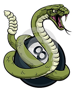 Rattlesnake Snake Pool 8 Ball Billiards Mascot