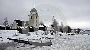 Rattvik church at lake Siljan in Dalarna in Sweden photo