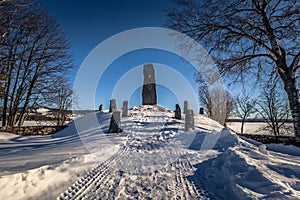 Rattvik - March 30, 2018: King Gustav Vasa memorial runestone in Rattvik, Dalarna, Sweden