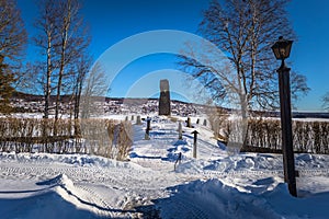 Rattvik - March 30, 2018: King Gustav Vasa memorial runestone in Rattvik, Dalarna, Sweden photo