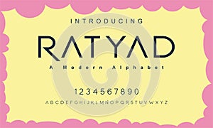 Ratyad font. Minimal modern alphabet fonts.