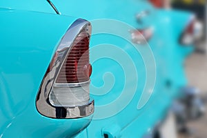 RATZEBURG, GERMANY - JUNE 2, 2019: Tail light of a Chevrolet automobile, classic Chevy Bel Air from 1956 at the oldtimer car