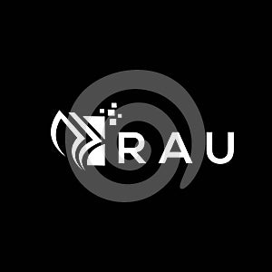 RAU credit repair accounting logo design on BLACK background. RAU creative initials Growth graph letter logo concept. RAU business