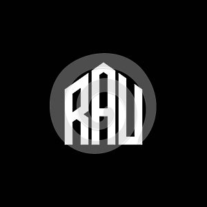 RAU letter logo design on BLACK background. RAU creative initials letter logo concept. RAU letter design.RAU letter logo design on