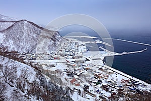 Rausu is mountain located in Menashi District, Nemuro Subprefecture, Hokkaido. Beautiful winter landscape from Japan