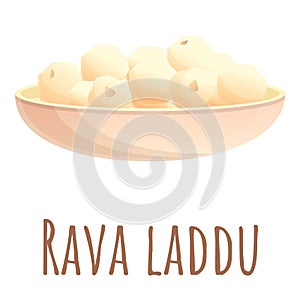Rava laddu food icon, cartoon style