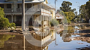 Ravages of the Deluge. Buildings Bear the Brunt of Flooding. Generative AI