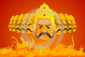 Ravana burning in fire on Dussehra