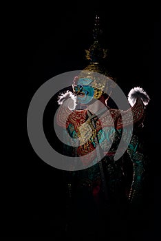 Ravana character in the ancient Thai masked play costume design