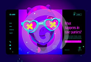 Rave party landing page cartoon template