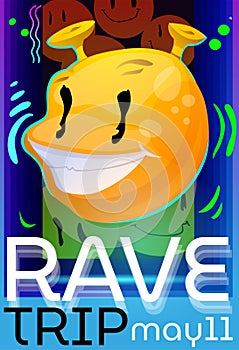 Rave trip party vector poster