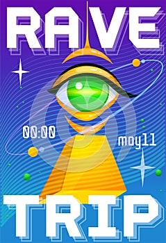 Rave trip party vector poster