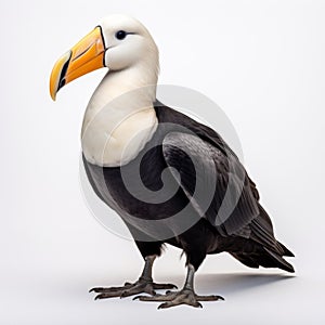 Raven And Black-browed Albatross Painting On White Background