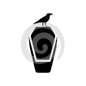 Raven black crow logo icon isolated on white background