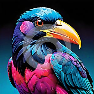 Raven crow black corvid bird pop art colors photo