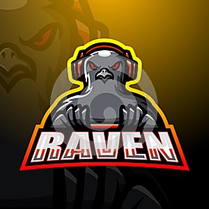 Raven game player esport mascot logo design