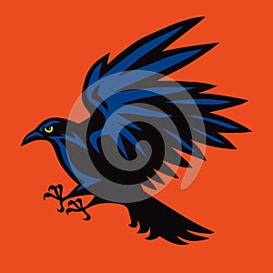 Raven Logo Angry Bird Sport Mascot. Vector illustration