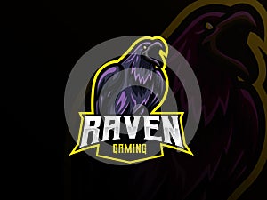 Raven mascot sport logo design