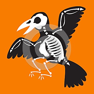 Raven skeleton halloween holiday ornament vector