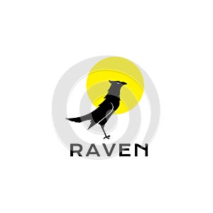 Raven with sunset logo design