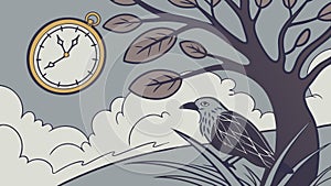 Raven on tree branch, Edgar Allan Poe theme vector design Generative AI photo