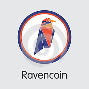 Ravencoin - Blockchain Cryptocurrency Coin Image.