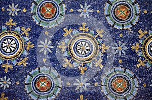 Ravenna, Italy - 18 AUGUST, 2015 - 1500 years old Byzantine mosaics from the UNESCO listed basilica of Saint Vitalis in Ravenna, I