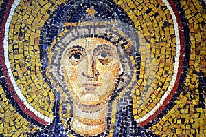 Ravenna, Italy - 18 AUGUST, 2015 - 1500 years old Byzantine mosaics from the UNESCO listed basilica of Saint Vitalis in Ravenna, I