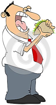 Ravenous man eating a taco photo