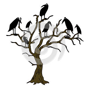 Ravens on the rampike - vector