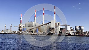 Ravenswood Generating Station in Long Island City in Queens, New York, as seen from Roosevelt Island, April 2024