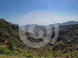 Ravine of MogÃ¡n from a viewpoint in GC-605 road, MogÃ¡n, Gran Canaria Island, Spain 04 26 2018.