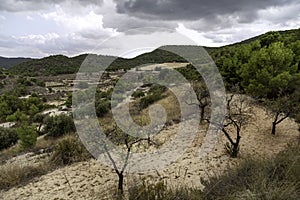 Gebas, Spain, a small village in the ravines and barrancos of the sierra espuÃÂ±a, with an atmosphere of Badlands. photo