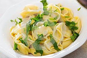 Ravioli with fresh greens