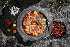 Ravioli, garnished with rosemary .Traditional Italian food