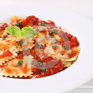 Ravioli with tomato sauce Pasta noodles meal on plate