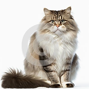 Ravishing adorable ragamuffin cat portrait on white isolated background.