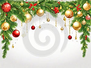 Ravishing Christmas Garland on a White Background