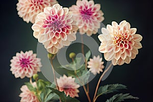 Ravishing digital illustration of blossom dahlia flowers garden.