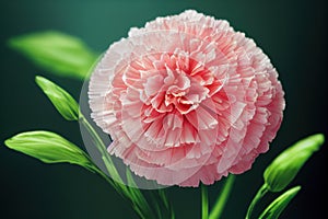 Ravishing macro closeup pink carnation flower with realistic detail.