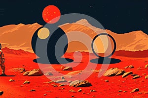 Ravishing Mars landscape feature with red surface and astronaut.