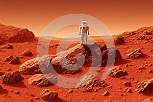 Ravishing Mars landscape feature with red surface and astronaut.