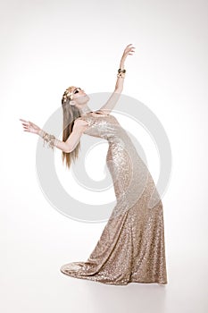 Ravishing model in a sparkling dress