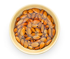 Raw almond nuts in bowl