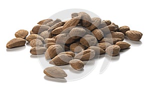 Raw Almonds Over White Background. Packshot Style