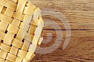 Raw apple pie closeup