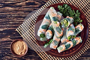 Raw Asian spring rolls of rice paper