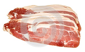 Raw Bacon Rashers Isolated On White
