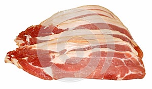 Raw Bacon Rashers Isolated On White